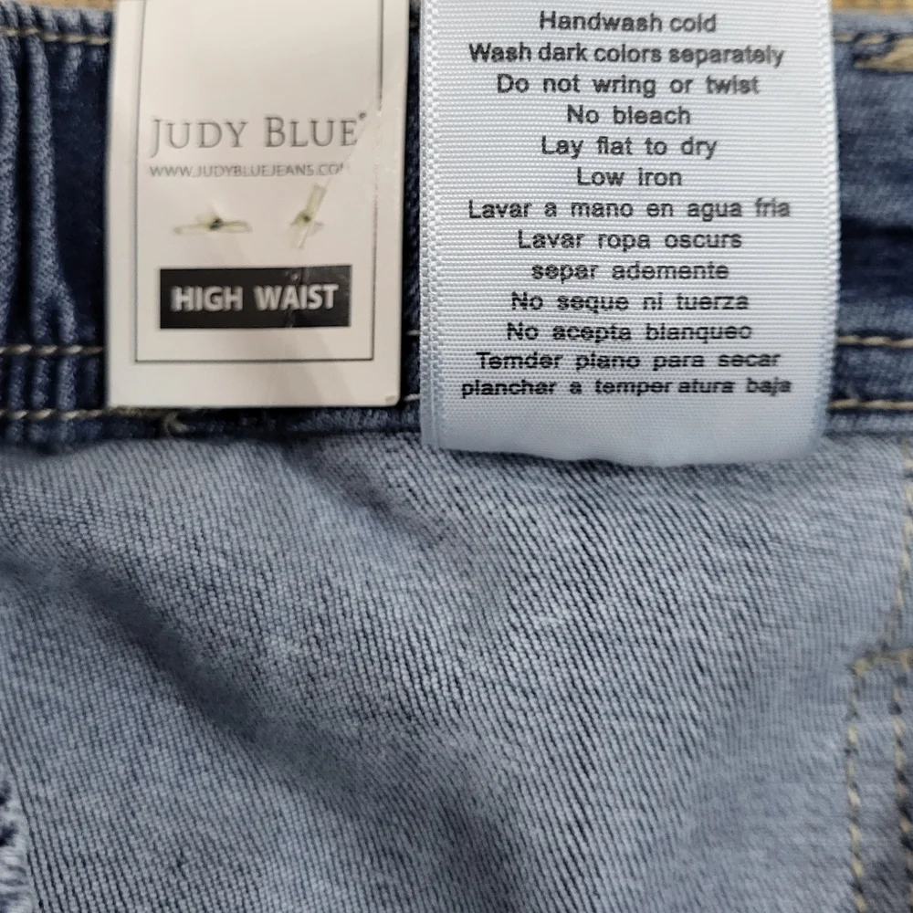 JUDY BLUE High Waist Drawstring Denim Jeans Joggers Medium Blue Size 13/31 - Picture 7 of 7